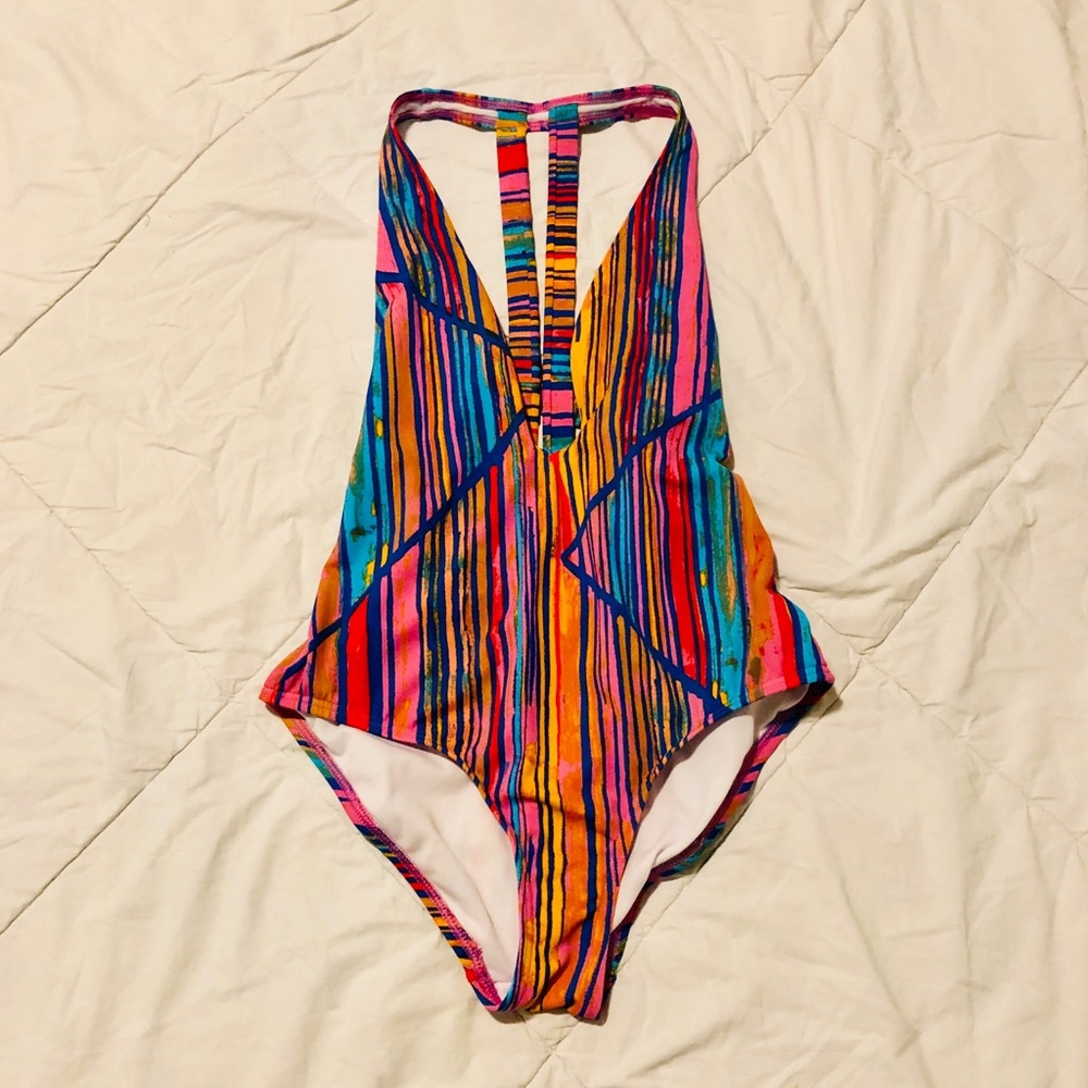 Out From Under Plunging V One-Piece Swimsuit   OU